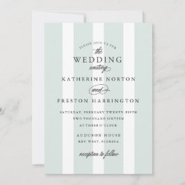 Invitación a la boda de bandas clásicas en azul cl