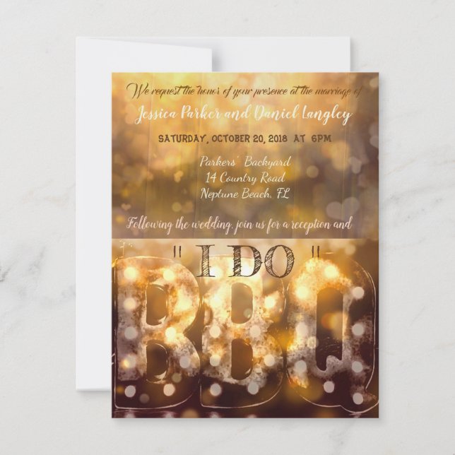 Invitación a la boda de barbacoa (Anverso)