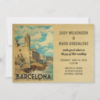 Invitación a la boda de Barcelona Vintage España