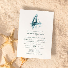 Invitación a la boda de barco acuarela