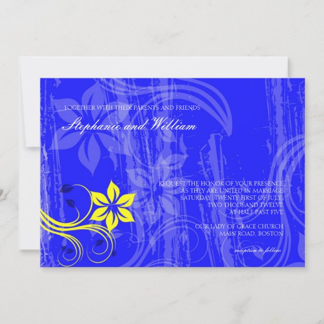 Invitación a la Boda de Barco Azul y Amarillo (Anverso)