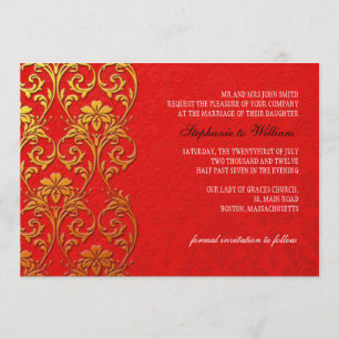 Invitación a la Boda de Barco Rojo y Oro