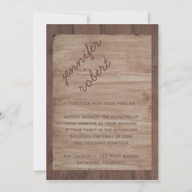 Invitación a la boda de Barn Wood y Birch Country (Anverso)