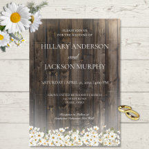 Invitación a la boda de Barnwood y Daisies