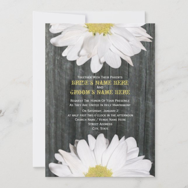 Invitación a la boda de Barnwood y Daisy (Anverso)