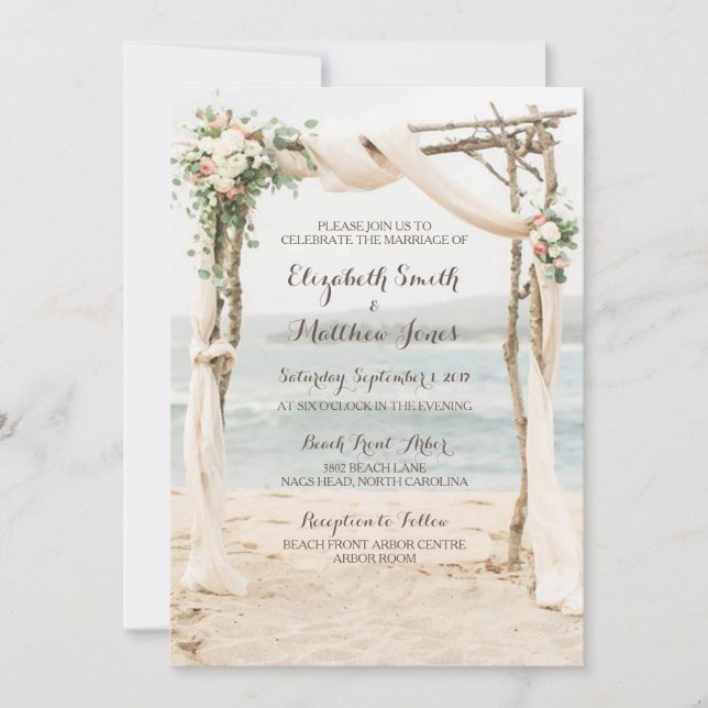 Invitación a la boda de Beach Arbor (Anverso)
