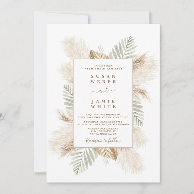 Invitación a la boda de Beach Boho (Anverso)