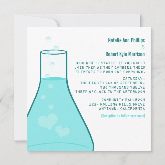 Invitación a la Boda de Beaker, Aqua (Anverso)