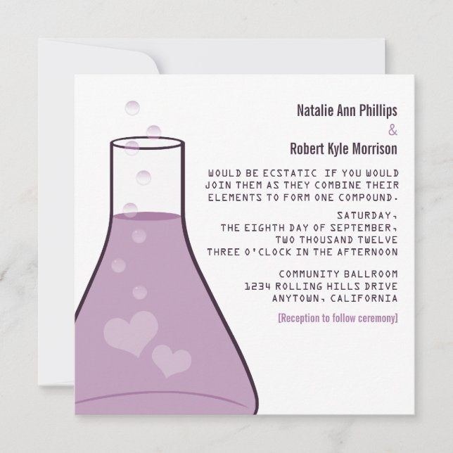 Invitación a la Boda de Beaker, púrpura (Anverso)