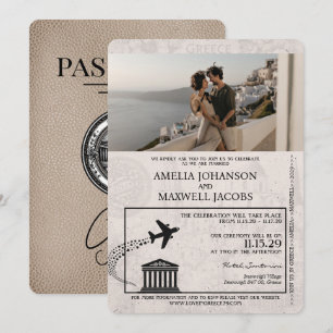 Invitación a la boda de Beige-Grecia Passport
