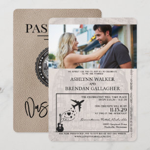 Invitación a la boda de Beige Nashville Passport