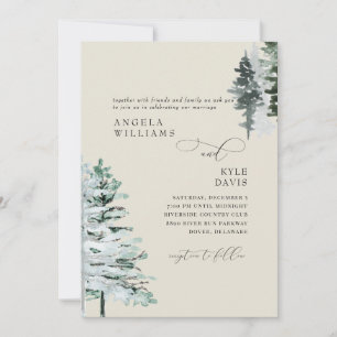 Invitación a la boda de Beige Winter Woodland