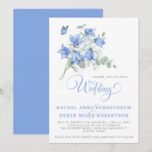 Invitación a la boda de Bellflower Azul