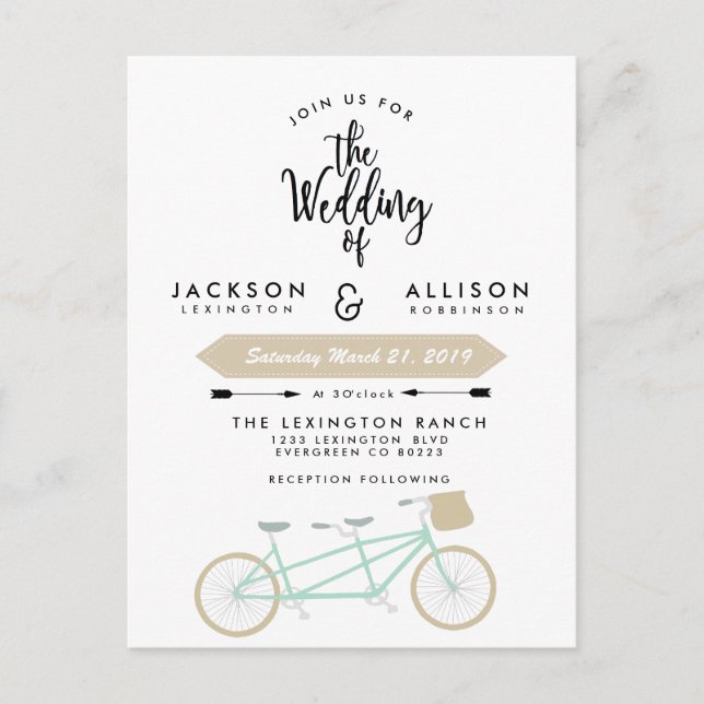 Invitación a la boda de Bicycle Duo (Anverso)