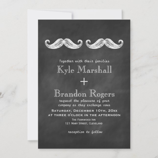 Invitación a la boda de bigote (Anverso)