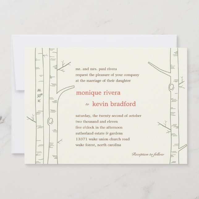 Invitación a la boda de Birch Trees - Personalizad (Anverso)