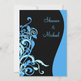 Invitación a la boda de Black Blue Swirl