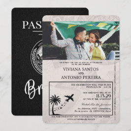 Invitación a la boda de Black Brazil Passport