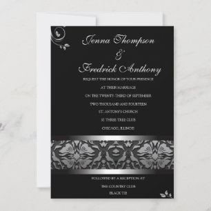 Invitación a la boda de Black Damask