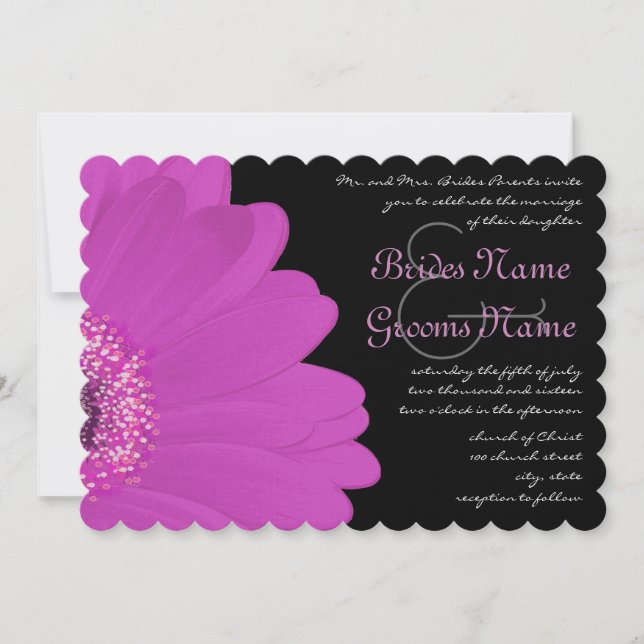 Invitación a la boda de Black & Fuchsia Gerber Dai (Anverso)