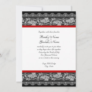 Invitación a la boda de Black Red Lace