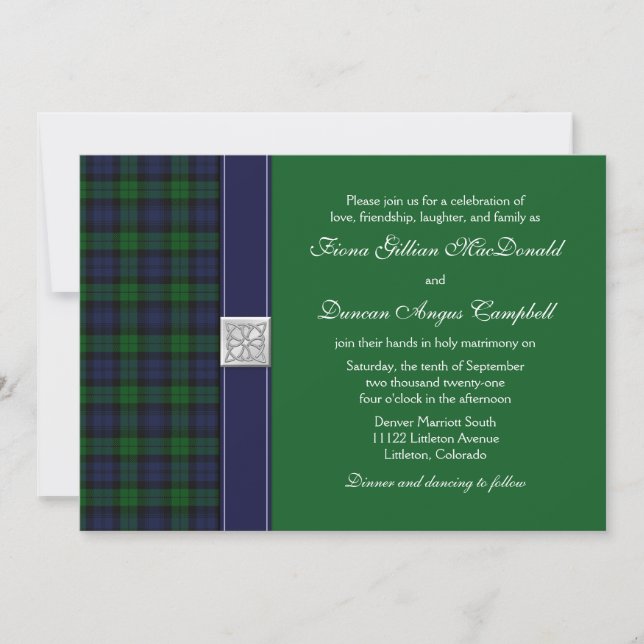 Invitación a la boda de Black Watch Tartan (Anverso)