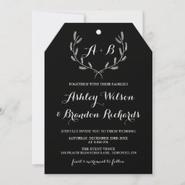 Invitación a la boda de Black Whimsical Winter Wre