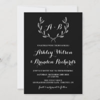 Invitación a la boda de Black Whimsical Winter Wre