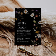 Invitación a la boda de Black Wildflower Boho