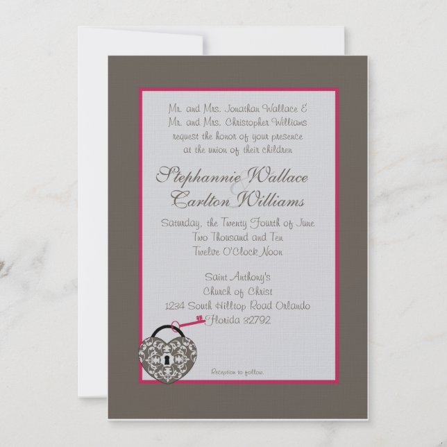 Invitación a la boda de Bloqueo de Corazón (Anverso)