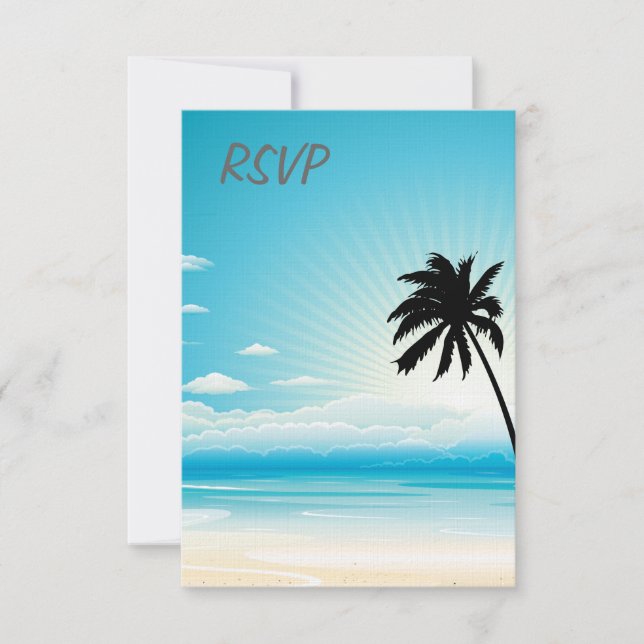 Invitación a la boda de Blue Beach RSVP (Anverso)