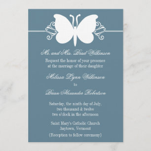 Invitación a la boda de Blue Butterfly Swirls
