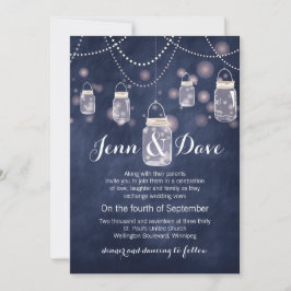 Invitación a la boda de Blue Chalkboard Mason Jar