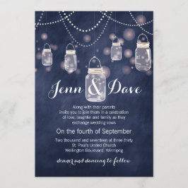 Invitación a la boda de Blue Chalkboard Mason Jar