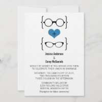 Invitación a la boda de Blue Geeky Glasses