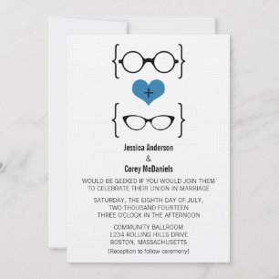 Invitación a la boda de Blue Geeky Glasses