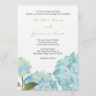 Invitación a la boda de Blue Hydrangea