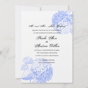 Invitación a la boda de Blue Hydrangea
