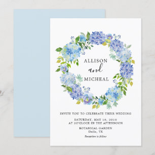 Invitación a la boda de Blue Hydrangeas Floral Wre