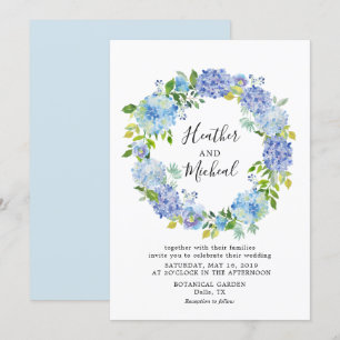Invitación a la boda de Blue Hydrangeas Floral Wre