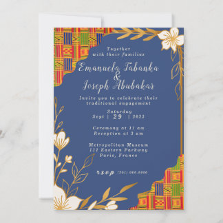 Invitación a la boda de Blue Kente, invitación afr