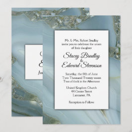 Invitación a la boda de Blue Marble Agate
