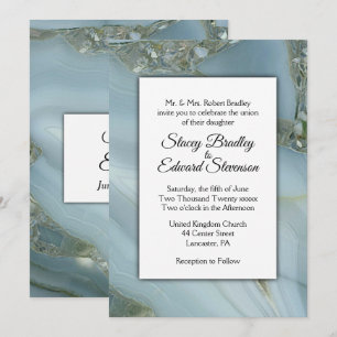 Invitación a la boda de Blue Marble Agate