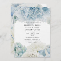 Invitación a la boda de Blue Peonies