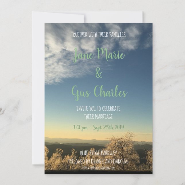 Invitación a la boda de Blue Ridge (Anverso)