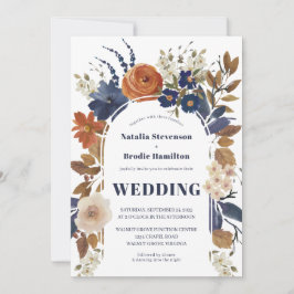 Invitación a la boda de Blue Rust Floral Boho