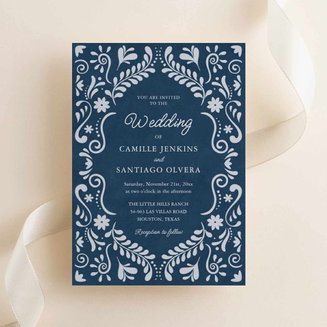 Invitación a la boda de Blue Talavera México (Blue Talavera Mexican Wedding Invite)