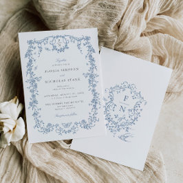 Invitación a la boda de Blue Toile De Jouy Chinois