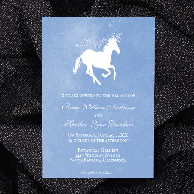 Invitación a la boda de Blue Unicorn (Blue Unicorn Wedding Invitation)