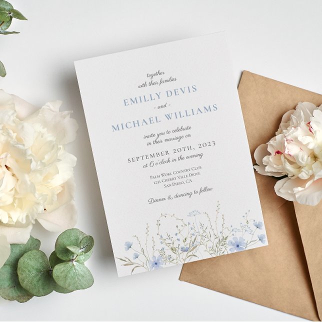 Invitación a la boda de Blue Wildflower Periwinkle (Subido por el creador)